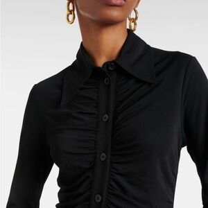 NWT by Design ruched Chic Black fitted Button-Up Shirt size medium